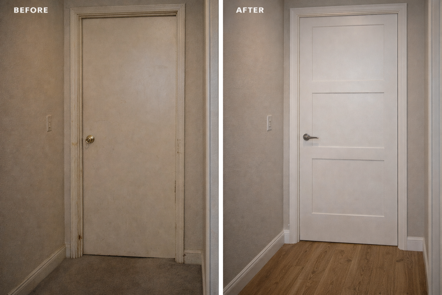 Door installation before and after — Los Angeles