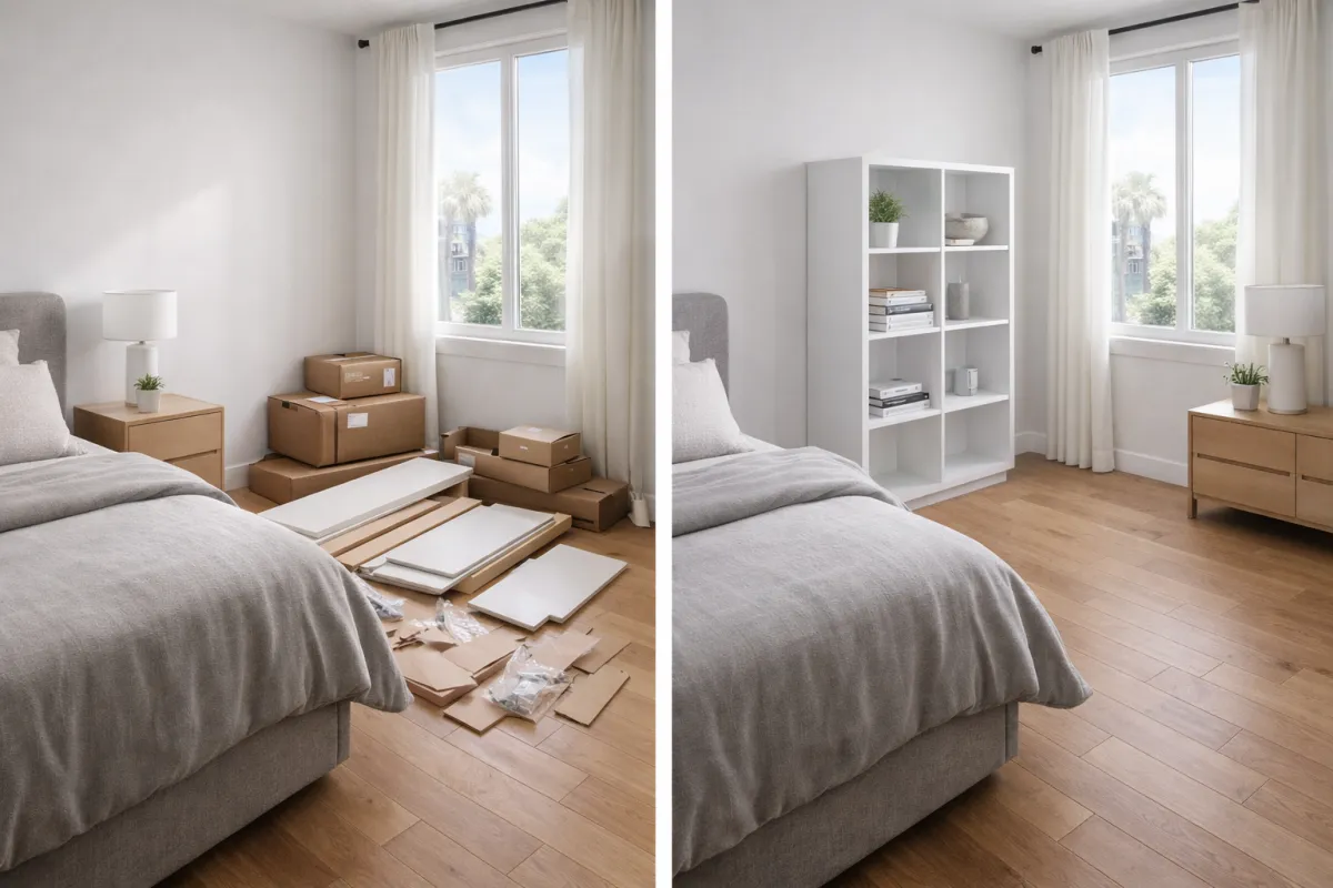 Furniture assembly before and after — Los Angeles